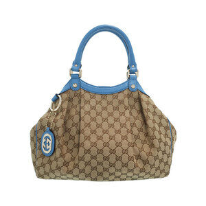 Gucci Sukey Tote bag GG monogram canvas leather trim Blue